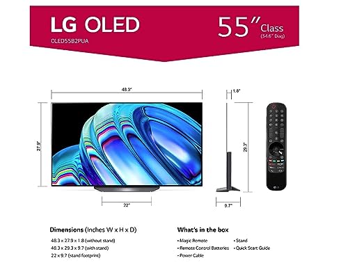 LG B2 Series 55-Inch Class OLED Smart TV OLED55B2PUA, 2022 - AI-Powered 4K TV, Alexa Built-in,Black