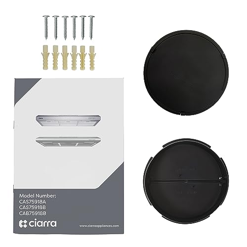 CIARRA Black Range Hood 30 inch Under Cabinet Ductless Range Hood Vent for Kitchen with Anti-fingerprint Design, 3 Speed Exhaust Fan