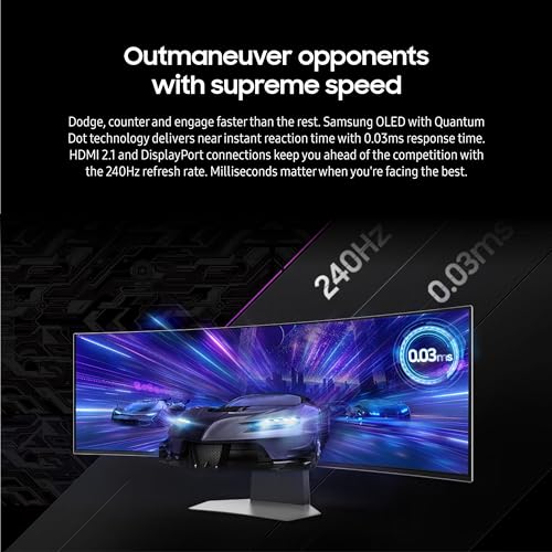 SAMSUNG 49" Odyssey OLED G9 G95SC Series Curved Smart Gaming Monitor, 240Hz, 0.03ms, Dual QHD, Neo Quantum Processor Pro, DisplayHDR 400, AMD FreeSync Premium Pro, LS49CG954SNXZA, 2023
