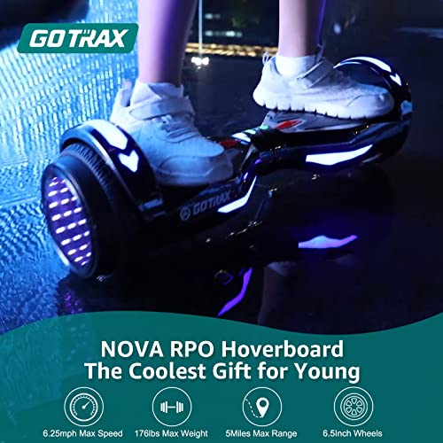 Gotrax NOVA PRO Hoverboard with LED 6.5" Offroad Tires, Music Speaker and 6.2mph & 5 Miles, UL2272 Certified, Dual 200W Motor and 93.6Wh Battery All Terrain Self Balancing Scooters for Kids Adults
