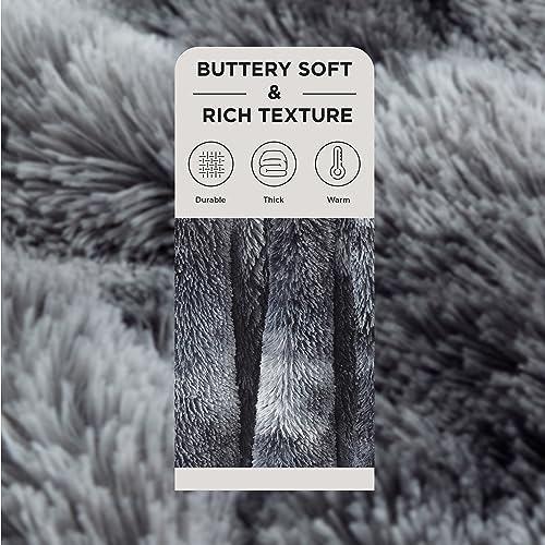 Bedsure Soft Fuzzy Faux Fur Throw Blanket Grey – Cozy, Fluffy, Plush Sherpa Fleece Blanket, Furry, Shaggy Blanket for Couch, Bed, Sofa, Thick Warm Blankets for Women, 50x60 Inches, 640 GSM