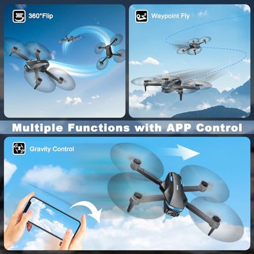 Drone with Camera for Adults, 1080P FPV Drones for kids Beginners with Upgrade Altitude Hold, Voice Control, Gestures Selfie, 90° Adjustable Lens, 3D Flips, 2 Batteries