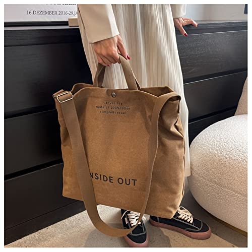 Women Canvas Tote Handbags Casual Shoulder Work Bag Crossbody Top Handle Bag Cross-body Handbags (Coffee,One Size)