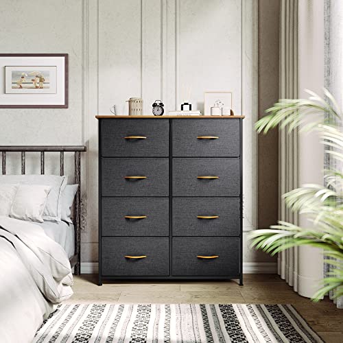YITAHOME Dresser with 8 Drawers - Fabric Storage Tower, Organizer Unit for Bedroom, Living Room, Hallway, Closets & Nursery - Sturdy Steel Frame, Wooden Top & Easy Pull Fabric Bins