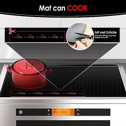 KitchenRaku Large Induction Cooktop Protector Mat 21.2 x 35.4 inch, (Magnetic) Electric Stove Burner Covers Antiscratch as Glass Top Stove Cover or Electric Stove Top