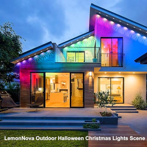 LemonNova Permanent Outdoor Lights, Smart RGB Outdoor Lights, 25ft with 18 LED Eaves Lights IP67 Waterproof for Halloween, Christmas, New Year, Party, Smart APP & Voice Control