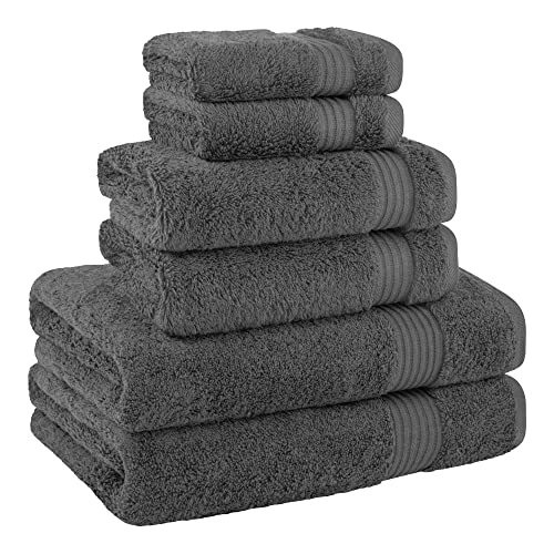Cotton Paradise 6 Piece Towel Set, 100% Turkish Cotton Soft Absorbent Towels for Bathroom, 2 Bath Towels 2 Hand Towels 2 Washcloths, Gray Towel Set