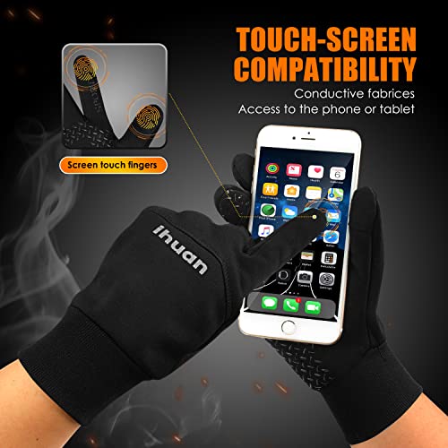 ihuan Winter Gloves for Men and Women - Waterproof Warm Glove for Cold Weather, Thermal Gloves with Touch Screen Finger for Workout, Running, Cycling, Bike