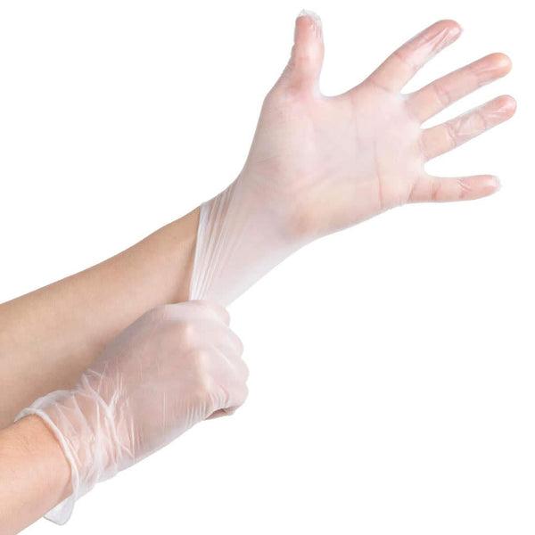 Med PRIDE Medical Vinyl Examination Gloves (Large, 100-Count) Latex Free Rubber | Disposable, Ultra-Strong, Clear | Fluid, Blood, Exam, Healthcare, Food Handling Use | No Powder