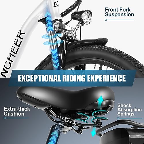 ANCHEER Electric Bike for Adults, EBike with 48V 500Wh Removable Battery, 3H Fast-Charge, UP to 60 Miles, 26" Commuter Electric Bicycles, 7-Speed, LCD Digital Display, Suspension Fork, Cruise Control