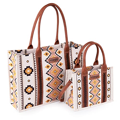 Wrangler Tote Bag for Women Western Shoulder Purses Boho Aztec Satchel Hobo Handbags, WG2202-8119CF