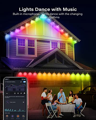 ASAHOM Permanent Outdoor Lights, 100ft Smart RGB Outdoor Lights Alexa with 70 Preset Scenes, IP67 Waterproof 72 LED Eaves Lights for Party, Holiday, Daily Lighting, Smart APP & Voice Control