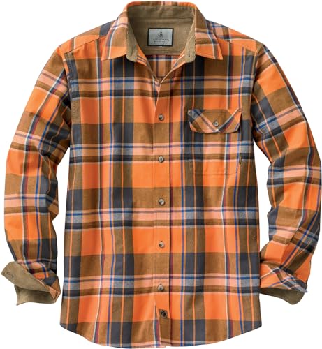 Legendary Whitetails Men's Buck Buck Camp Flannel Shirt, Long Sleeve Plaid Button Down Casual Shirt for Men, with Corduroy Cuffs, Fall & Winter Clothing, Canyon Plaid, XX-Large