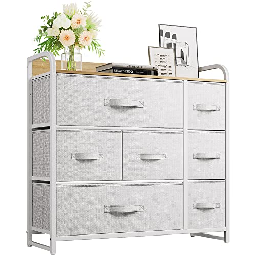 YITAHOME Fabric Dresser with 7 Drawers- Furniture Storage Tower, Chest of Drawer, Organizer Unit for Room, Living Room & Closets - Sturdy Steel Frame, Easy Pull Fabric Bins & Wooden Top