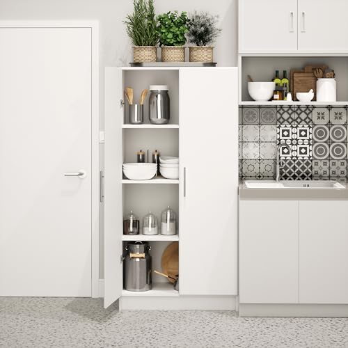 Prepac Elite 32" Storage Cabinet, White Storage Cabinet, Bathroom Cabinet, Pantry Cabinet with 3 Shelves 16" D x 32" W x 65" H, WES-3264