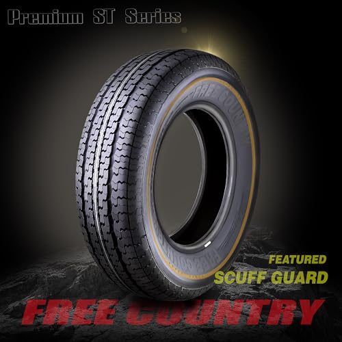 Set 4 FREE COUNTRY Trailer Tires ST225/75R15 10 Ply Load Range E Steel Belted Radial w/Featured Scuff Guard 8mm Tread Depth