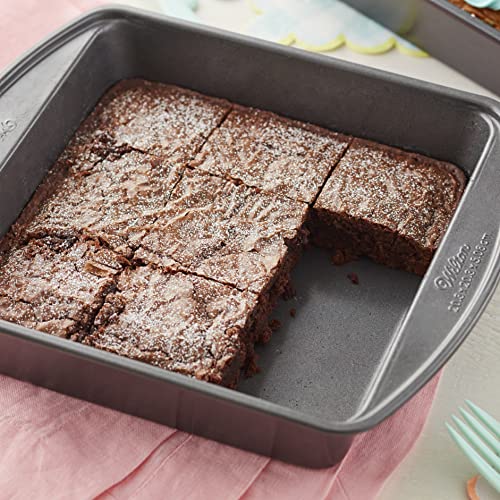 Wilton Perfect Results Premium Non-Stick 8-Inch Square Cake Pans, Bakeware Set of 2, Steel