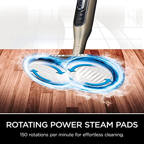 Shark S7001 Mop Scrub & Sanitize at The Same Time, Designed for Hard Floors, with 4 Dirt Grip Soft Scrub Washable Pads, 3 Steam Modes & LED Headlights, Gold (Renewed)