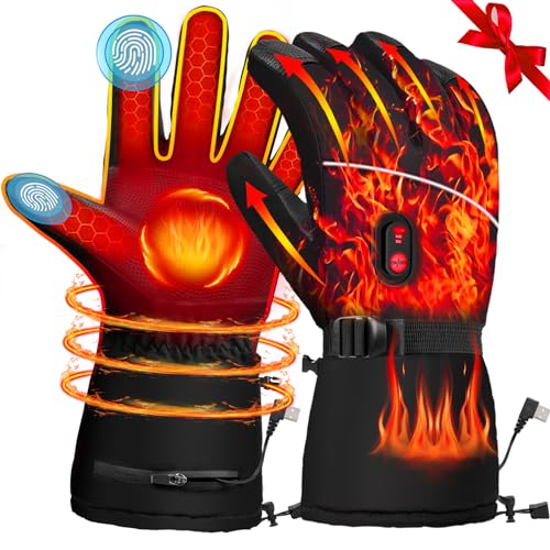 Heated Gloves for Men Women,Electric Heated Touchscreen Warm Gloves for Arthritis,Battery Powered Waterproof Windproof Ski Camping Gloves for Winter Outdoor Camping Cycling Skiing Hiking Working