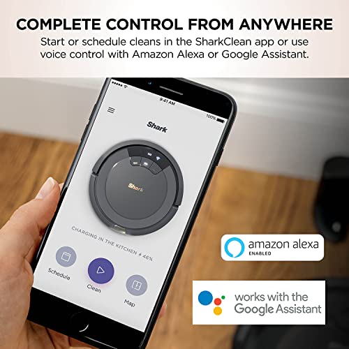 Shark AV753 ION Robotic Vacuum, Wi-Fi Connected, 120min Runtime, Compatible with Alexa, Multi-Surface Cleaning, Gray (Renewed)