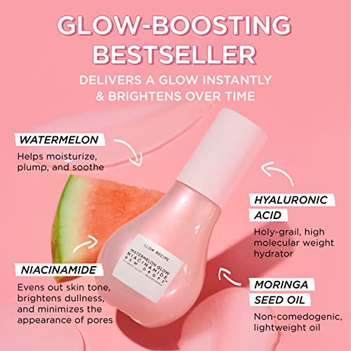 Glow Recipe Watermelon Glow Niacinamide Dew Drops, Travel Size - Makeup Primer, Pore Minimizer & Niacinamide Serum for Dewy Skin - Hydrating, Lightweight Highlighter Makeup with Hyaluronic Acid (15ml)