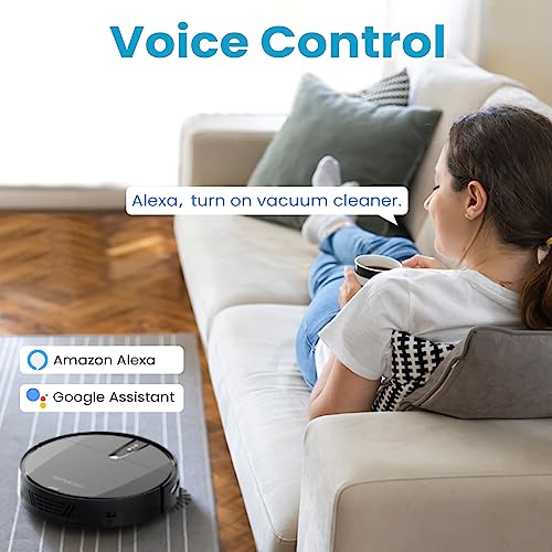ROPVACNIC Robot Vacuum Cleaner with 3000Pa Cyclone Suction, APP/Voice/Remote Control, Automatic Self-Charging Robotic Vacuum, Scheduled Cleaning, Ideal for Pet Hair, Hard Floor, Low Carpet