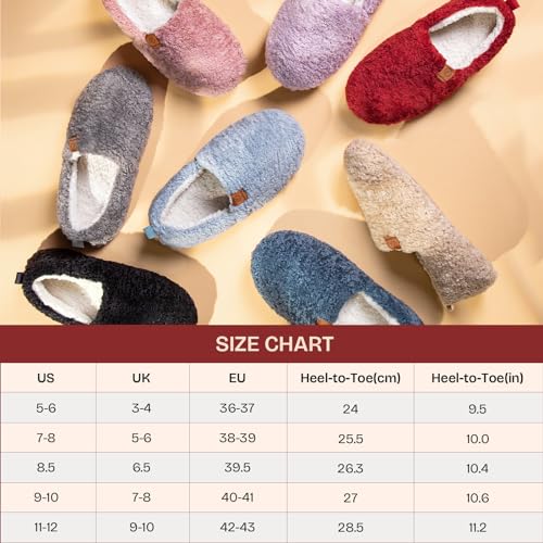 EverFoams Women's Soft Curly Comfy Full Slippers Memory Foam Lightweight House Shoes Cozy Warm Loafer with Polar Fleece Lining (Grey, Size 7-8 M US)