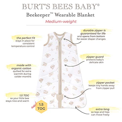 Burt's Bees Baby unisex baby Ly27422-cld-md Wearable Blanket, Quilted Sheep, Medium US
