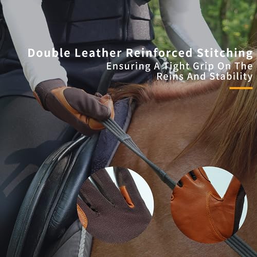 ONNAS 100% Leather Insulated Horse Riding Gloves for Women, Windproof Equestrian Riding Gloves for Ladyies, Breathable Horseback Riding Gloves for Girls Outdoor Cycling Driving Gardening