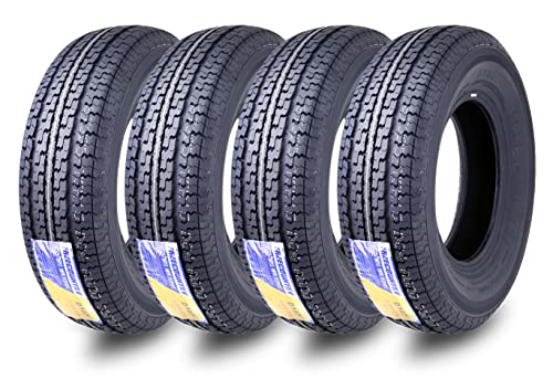 Set 4 FREE COUNTRY Trailer Tires ST225/75R15 10 Ply Load Range E Steel Belted Radial w/Featured Scuff Guard 8mm Tread Depth