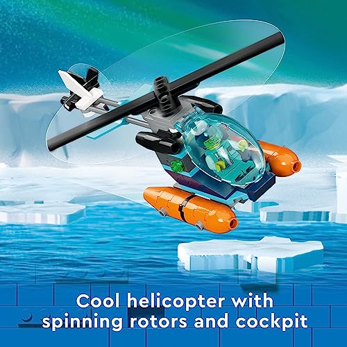 LEGO City Arctic Explorer Ship 60368 Building Toy Set, Fun Toy Gift for 7 Year Old Boys and Girls, with a Floatable Boat, Helicopter, Dinghy, ROV Sub, Viking Shipwreck, 7 Minifigures and an Orca