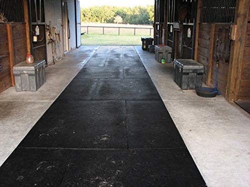 American Floor Mats - Horse/Stable Mats - Heavy Duty Stall Mats - Thick, Durable Rubber Flooring Solid Black 1/2" Thick - 4' x 6' Mat