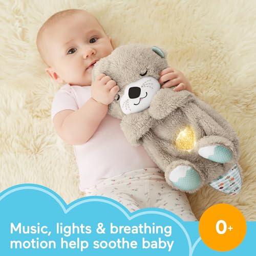 Fisher-Price Baby Sound Machine Soothe 'n Snuggle Otter Portable Plush Baby Toy with Sensory Details Music Lights & Rhythmic Breathing Motion (Amazon Exclusive)