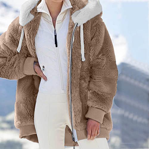 Somacperiy Womens Oversized Fuzzy Fleece Hoodies Sherpa Lined Warm Shaggy Fluffy Hooded Coats Faux Fur Parkas Jacket Outwear