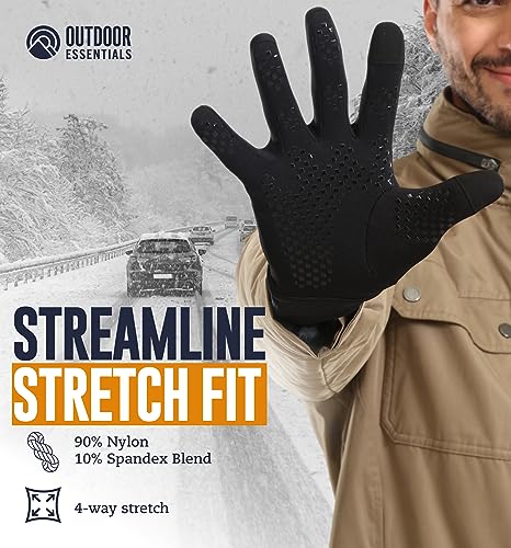 OutdoorEssentials Touch Screen Running Gloves - Cold Weather Black Gloves - Mens Winter Gloves, Gloves for Women Cold Weather