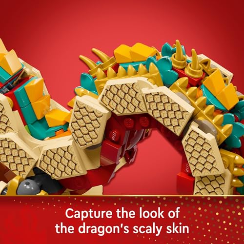 LEGO Spring Festival Auspicious Dragon Buildable Figure, Dragon Toy Building Set, Great Spring Festival Decoration or Unique Gift for Boys and Girls Ages 10 and Up, 80112