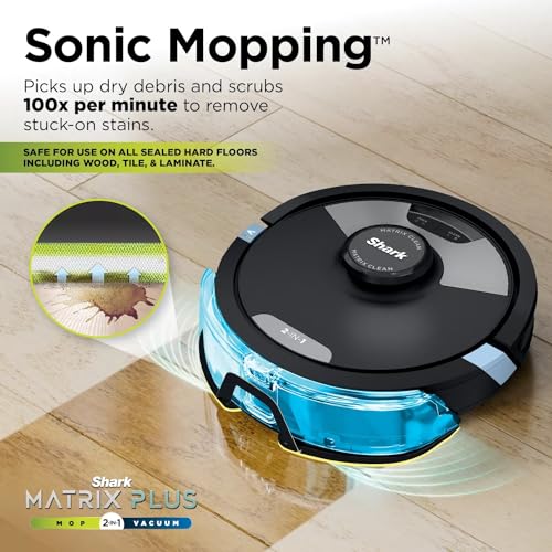 Shark RV2610WA AI Ultra 2in1 Robot Vacuum & Mop with Sonic Mopping, Matrix Clean, Home Mapping, HEPA Bagless Self Empty Base, CleanEdge Technology, for Pet Hair, WiFi, Black/Silver (Renewed)