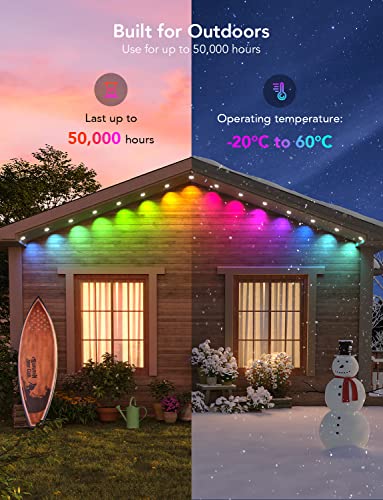 Govee Permanent Outdoor Lights, Smart RGBIC Outdoor Lights with 75 Scene Modes, 50ft with 36 LED Eaves Lights IP67 Waterproof for Christmas Decorations, New Year, Work with Alexa, Google Assistant