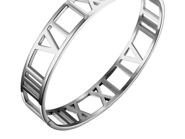 Wide Cuff Bracelet with Roman Numeral | Ideana Silver