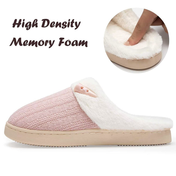 NineCiFun Women's Slip on Fuzzy Slippers Memory Foam House Slippers Outdoor Indoor Warm Plush Bedroom Shoes Scuff with Faux Fur Lining size 7 8 pink