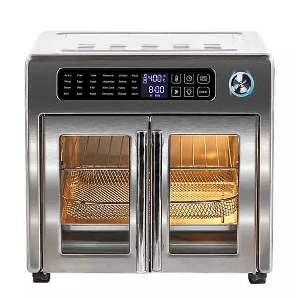 Emeril Lagasse 26 QT Extra Large Air Fryer without Grill Plate, Convection Toaster Oven with French Doors, Stainless Steel