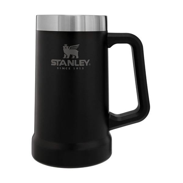 Stanley Adventure Big Grip Beer Stein, 24oz Stainless Steel Beer Mug, Double Wall Vacuum Insulation, Matte Black