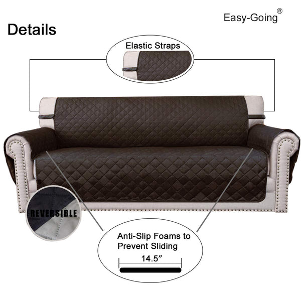 Easy-Going Reversible Couch Cover for 3 Cushion Couch Sofa Cover for Dogs Water Resistant Furniture Protector Cover with Elastic Straps for Pet Cat (Sofa, Chocolate/Beige)