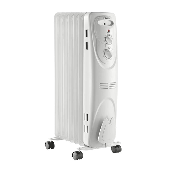PELONIS PHO15A2AGW, Basic Electric Oil Filled Radiator, 1500W Portable Full Room Radiant Space Heater with Adjustable Thermostat, White, 26.10 x 14.20 x 11.00 in