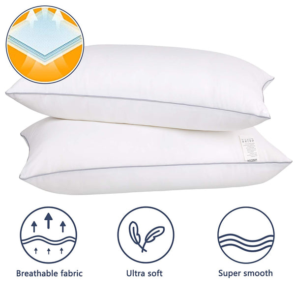 HIMOON Bed Pillows for Sleeping 2 Pack,Standard Size Cooling Pillows Set of 2,Top-end Microfiber Cover for Side Stomach Back Sleepers
