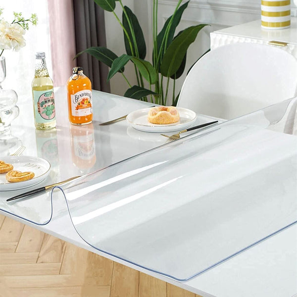 LovePads 1.5mm Thick 36 x 60 Inch Clear Table Cover Protector, Clear Table Protector for Dining Room Table, Plastic Table Cover, Clear Plastic Tablecloth Protector, Dining Table Protectors Pads