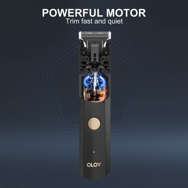 OLOV Electric Groin Hair Trimmer - Ball Trimmer for Men - Nose Hair Trimmer, Replaceable Ceramic Blade Heads, USB Recharge Dock & Nosetrimmer Head, Waterproof Male Hygiene Razor