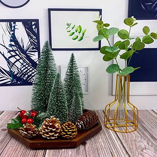 Desktop Miniature Christmas Trees Mini Pine Tree with Snow and Wood Base for Xmas Holiday Party Home Tabletop Decor