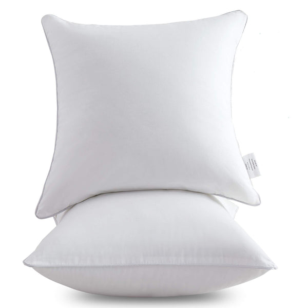 Oubonun 18"x18" Pillow Inserts (Set of 2) - Throw Pillow Inserts with 100% Cotton Cover - 18 Inch Square Interior Sofa Pillow Inserts - Decorative Pillow Insert Pair - White Couch Pillow
