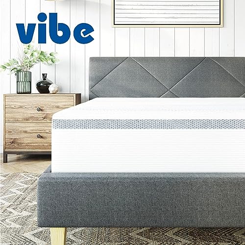 Vibe Gel Memory Foam Mattress, 12-Inch CertiPUR-US Certified Bed-in-a-Box, Queen, White